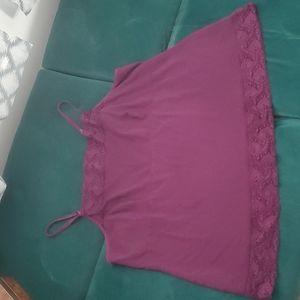 Plum Jersey Camisole with Lace Trim